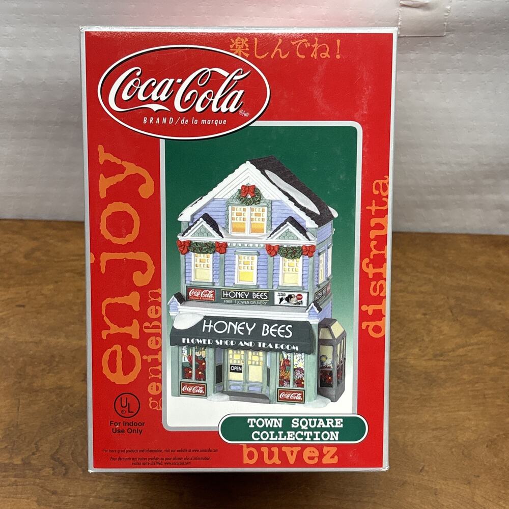 2001 Coca Cola Town Square Honey Bees Flower Shop In Original Box